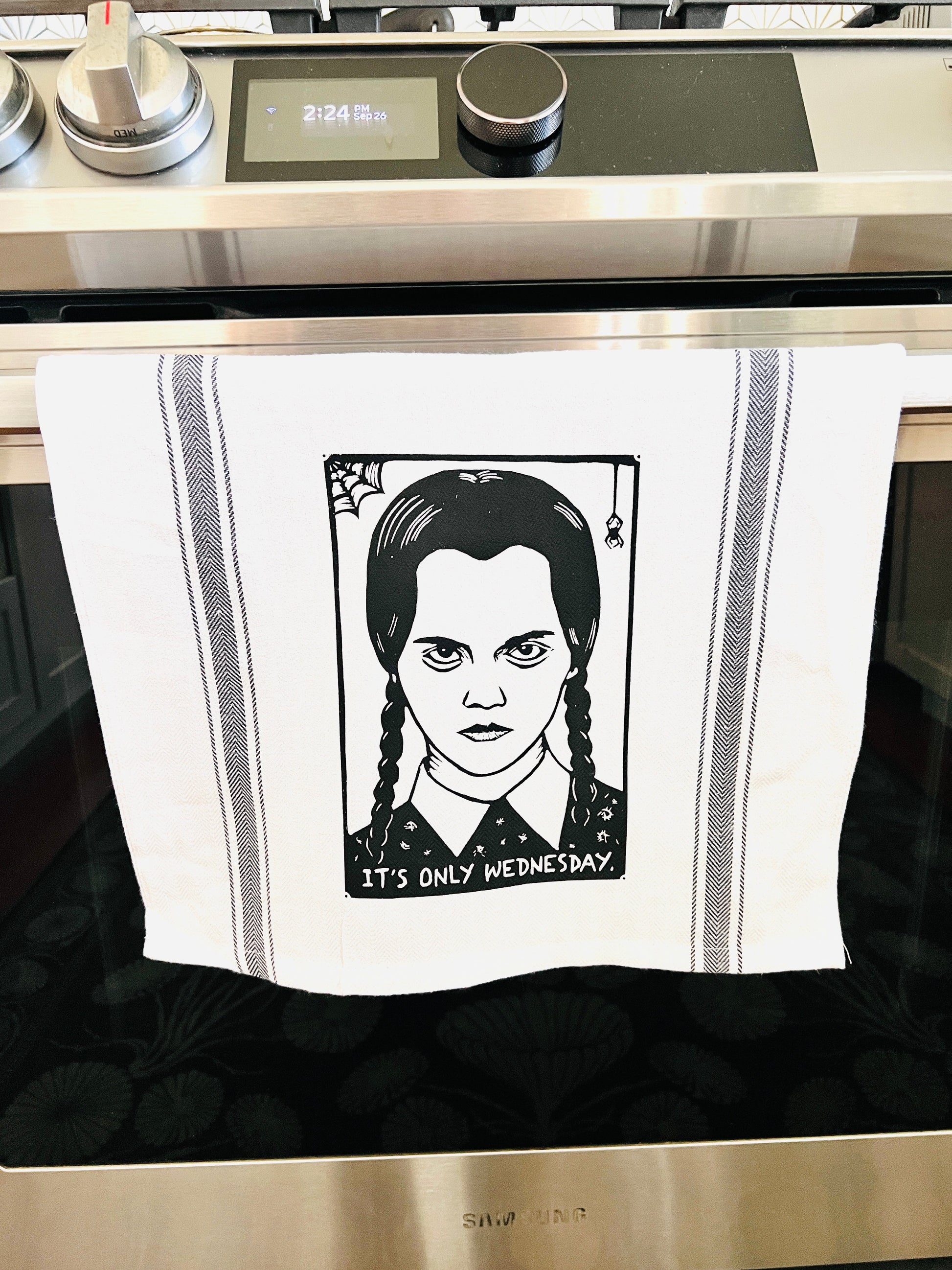 Wednesday Addams HALLOWEEN - tea towel all cotton kitchen cooking baking food - Towel