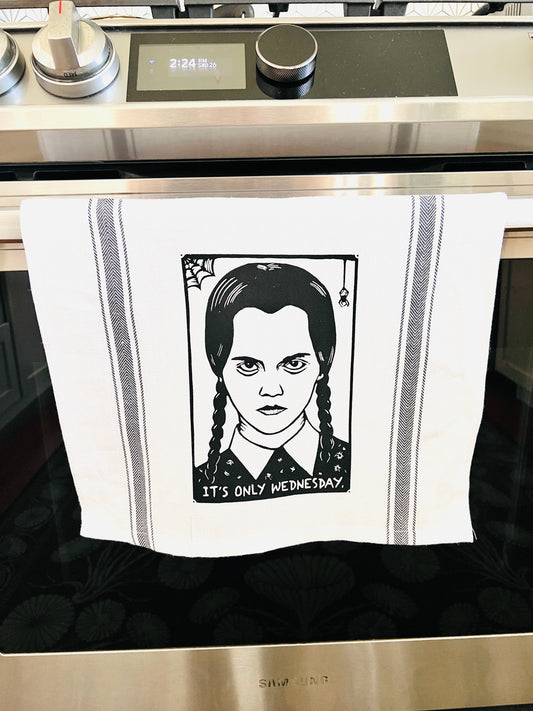 Wednesday Addams HALLOWEEN - tea towel all cotton kitchen cooking baking food - Towel